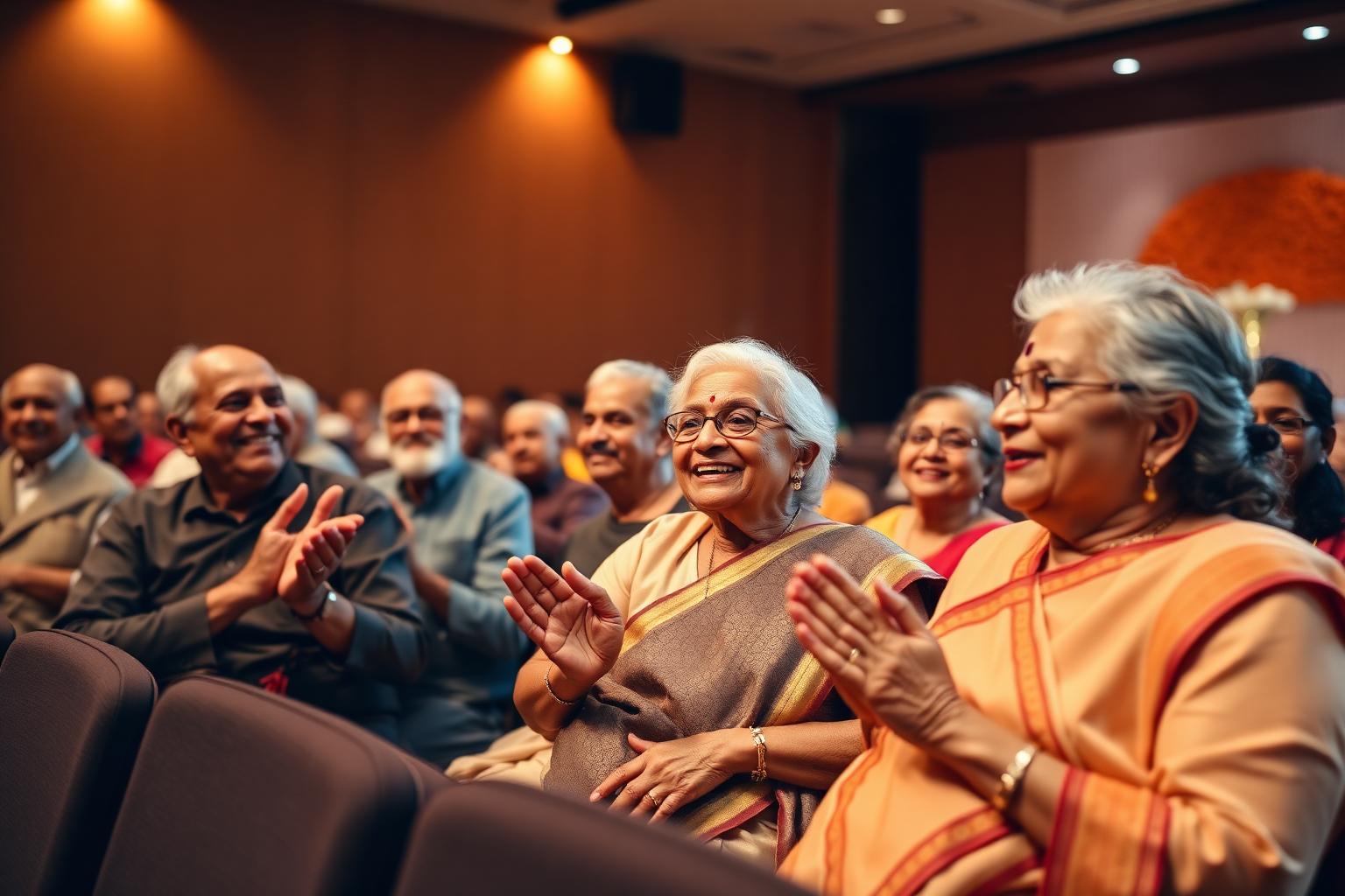 ABASAR seniors gathered together at a community auditorium